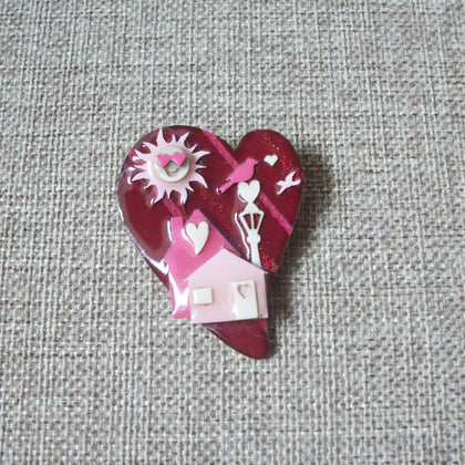 Lucinda House Pins, Romantic Heart Love Valentine`s Day Bird House 021321