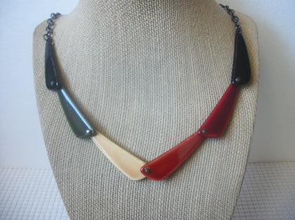 Vintage 20" Necklace Signed LC Colorful Panels Ethic Inspired 030221