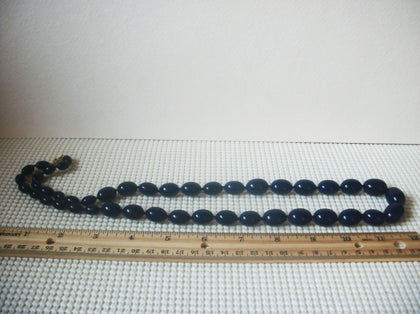 Vintage Jewelry, Signed TRIFARI, 30" Long, Dark Blue Acrylic Beads, Graduated Design, 32517