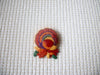 Cute Signed Hallmark Plastic Turkey Brooch Pin 73017