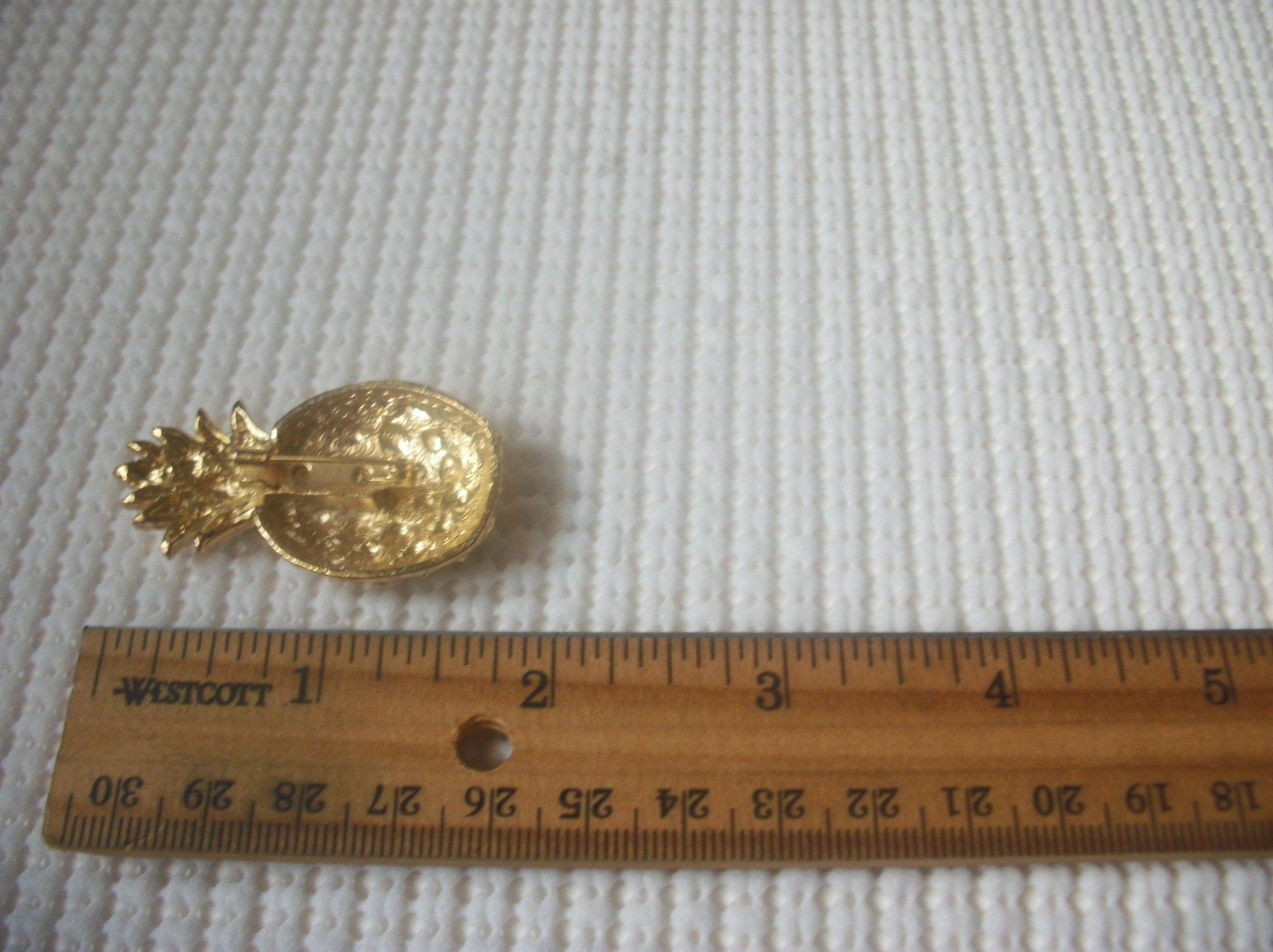 Vintage Brooch Pin, Ripe Pineapple Gold Tone, 121516