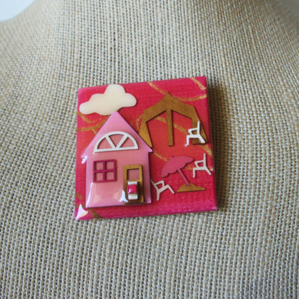 Vintage Lucinda House Pins, Rest Lawn Chairs Party Cloud Canopy Vacation Heart Love 61318