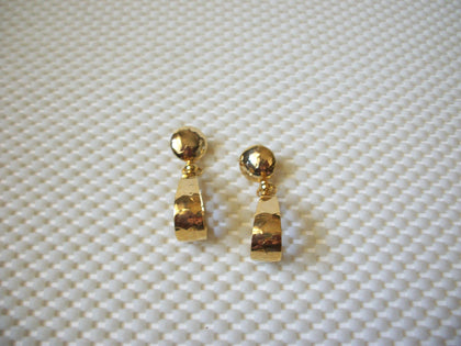 Vintage Pierced Earrings Gold Toned Dangle  51016