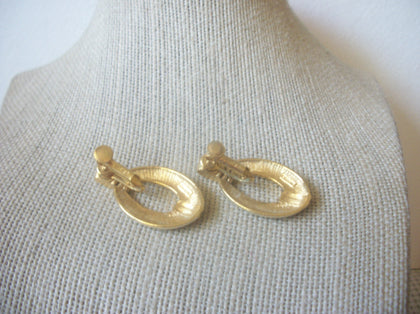 Vintage Earrings, Signed NAPIER, Doorknockers, Gold Cream White, Enameled, Screw Backs 72517