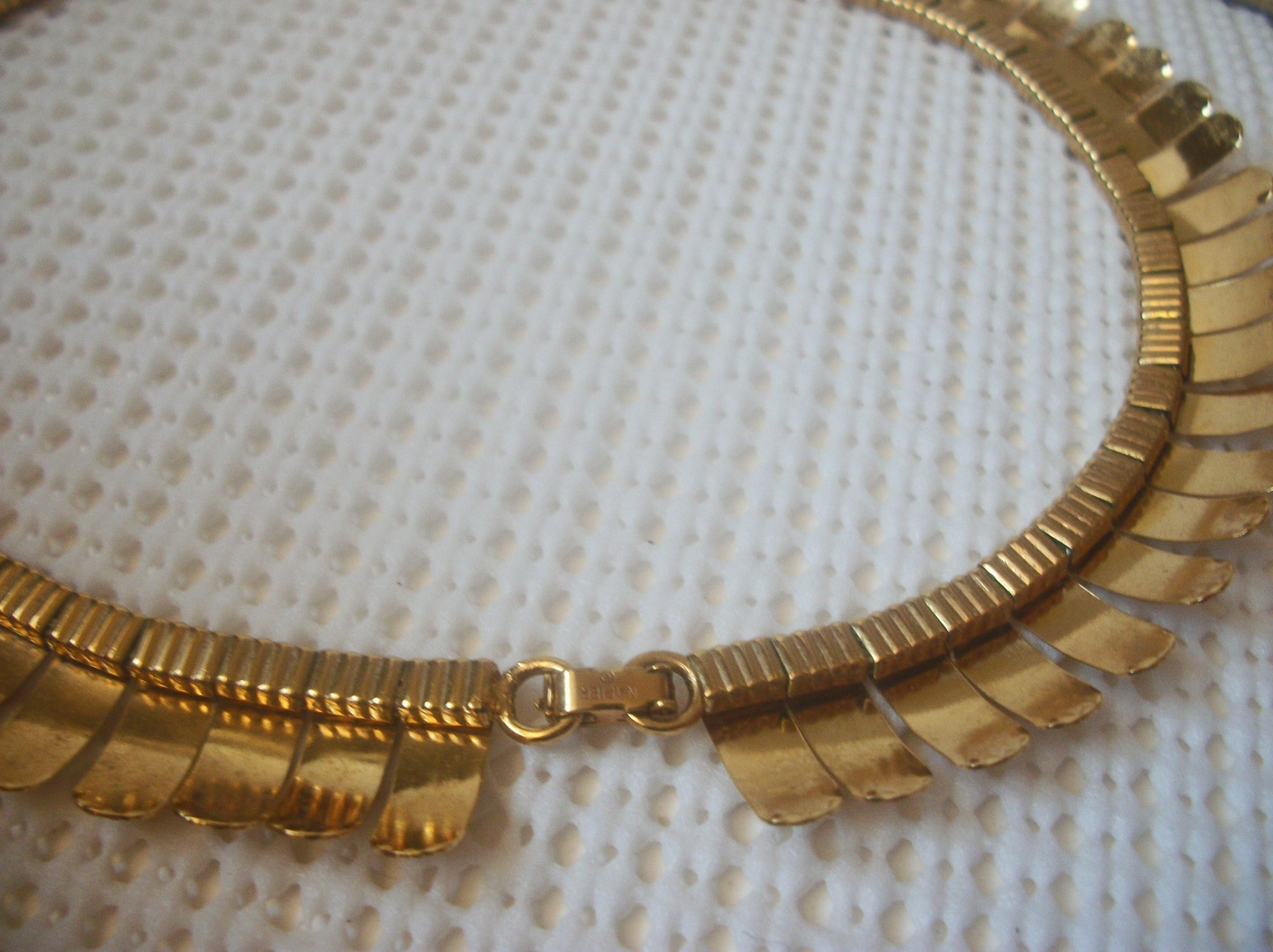 Vintage 13" Choker Necklace, Signed NAPIER Cleopatra Inspired Gold Tone 92017