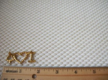 Vintage Brooch Pin I Love Christmas Colorful Rhinestones, Gold Tone 031221