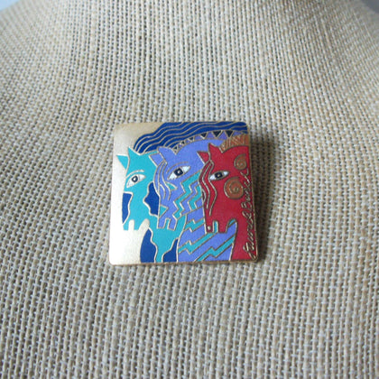 Signed LAUREL BURCH Vintage Brooch Pin, Moroccan Mares Gold Tone 61517