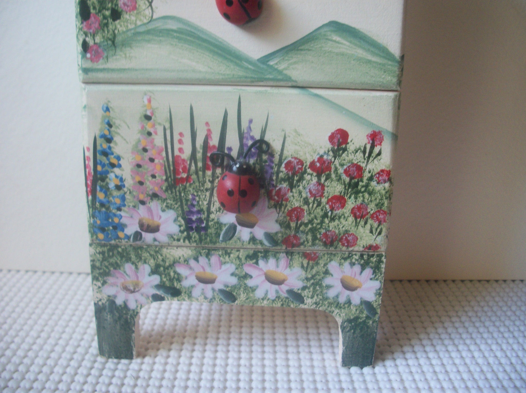 Hand Painted Jewelry Chest Little Girl, Ladybugs, Made from Wood, 91617