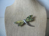 Signed LIA SOPHIA Vintage Brooch Pin, Glittery Dragonfly Paua Abalone Shell Wings Silver Tone, 122220