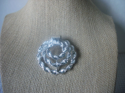 Vintage Brooch Pin Signed Gerry's Textured Modernist Bright Silver Tone 121516
