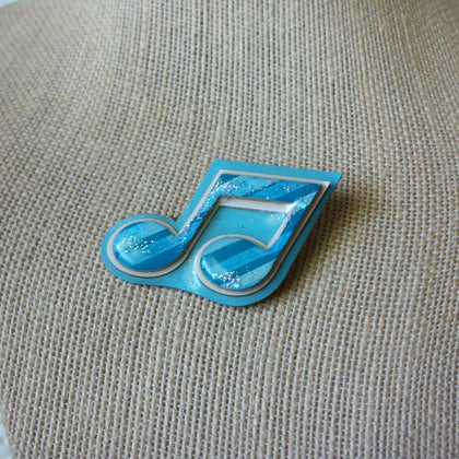 RARE Lucinda Music Pins, Musical Notes Blue Glitter 61318