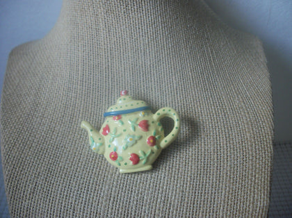 Vintage Signed Mary Engelbreit 1998 Colorful Tea Pot Brooch Pin 30617