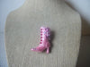 Vintage Jewelry Pink Enameled Boot Shoe Red Clear Pink Crystals, Brooch Pin 022321
