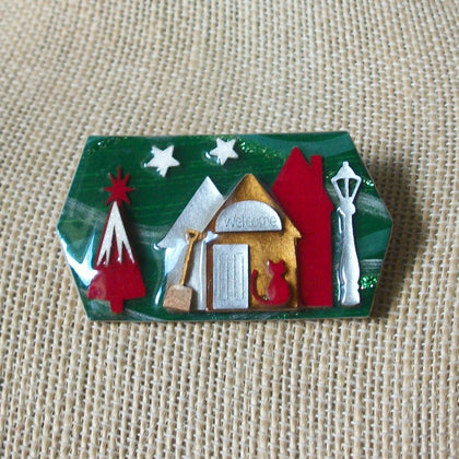 Hard To Find Lucinda House Pins, Festive Glitter Stars Christmas Night 61318