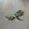 Signed LIA SOPHIA Vintage Brooch Pin, Glittery Dragonfly Paua Abalone Shell Wings Silver Tone, 122220