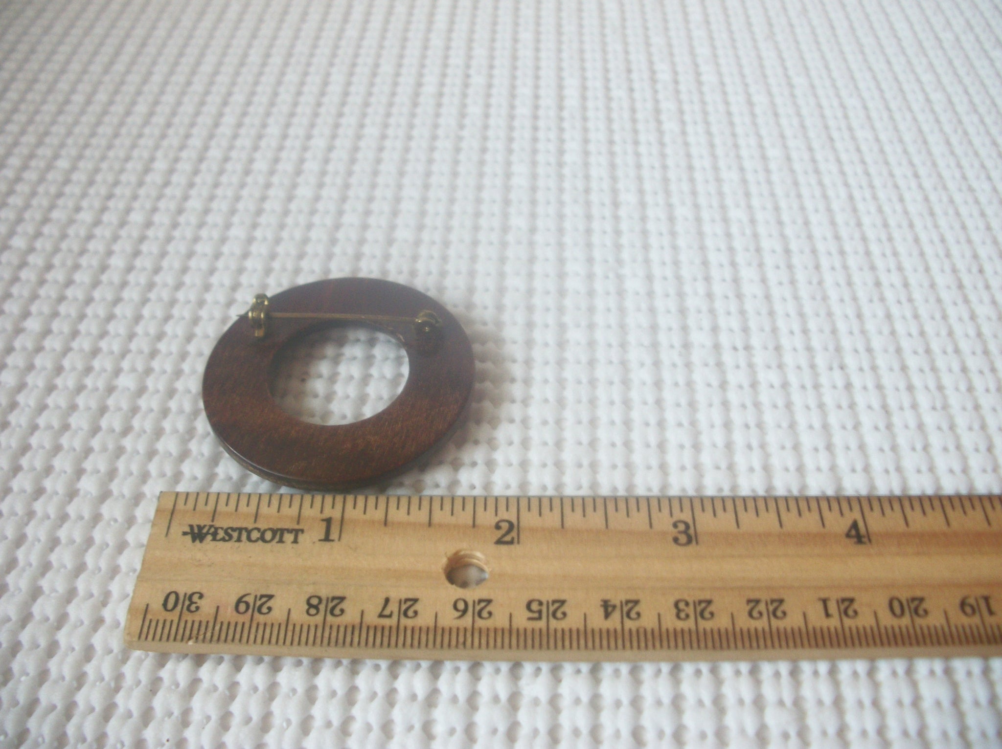 Vintage Round Dark Wood, All Natural Brooch Pin 61318