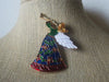 Vintage Jewelry Beautiful Graceful Angel, Playing Trumpet, Colorful Enameled, Gold Tone Brooch Pin 022621