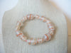frosted Sea Glass Striped Peach Orange Stretch Bracelet, Vintage 63017