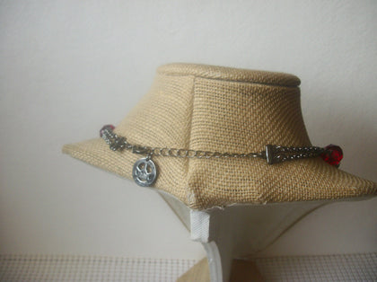 Crown Trifari Vintage 18" - 20" Necklace Gorgeous Timeless TRIFARI Red and Gray Crystal Glass Beads layered Double Row 91817