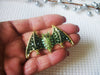 Vintage Jewelry Stunning Halloween Bat with Emerald Green Rhinestones Pin Brooch and Pendant 022521