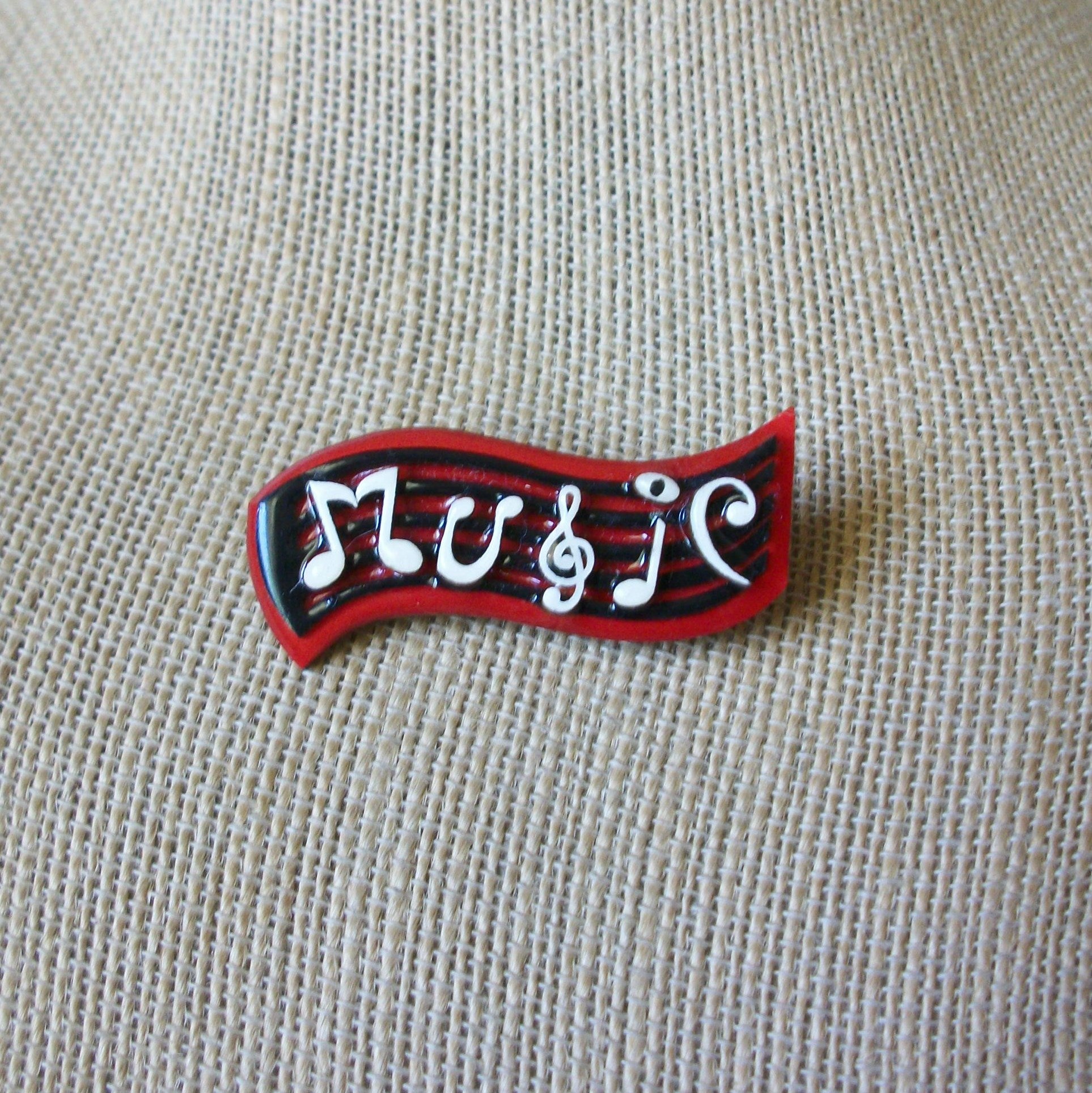 RARE Lucinda Music Pins, Musical Notes Burgundy Red White Black 61318