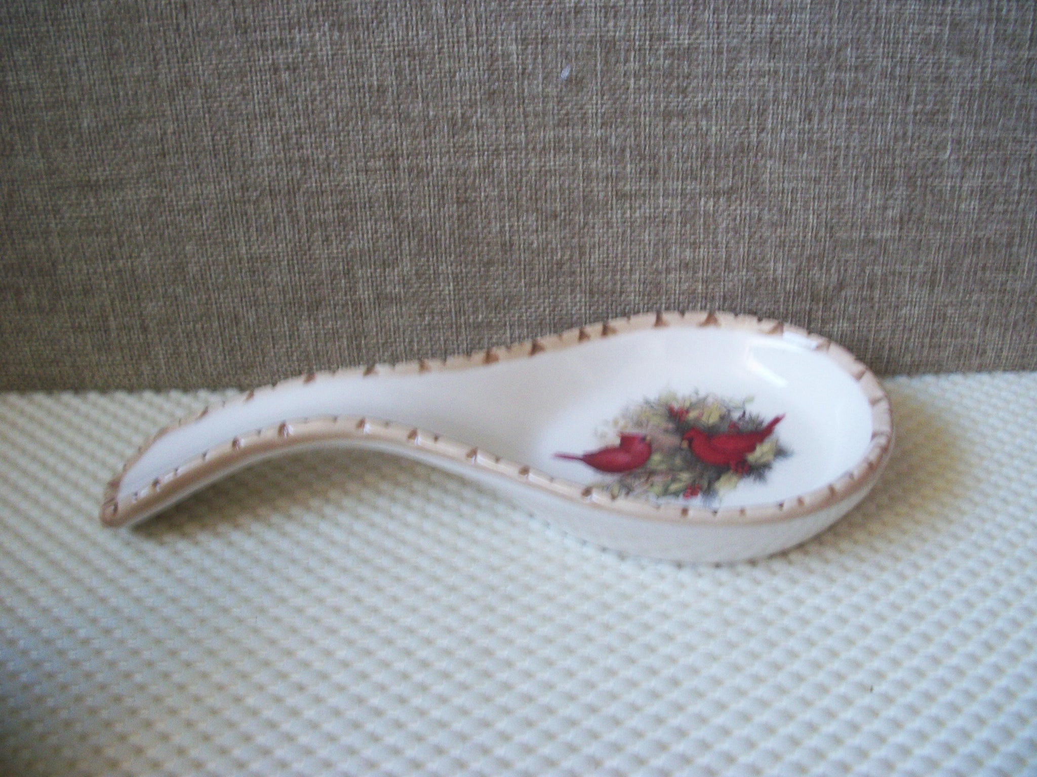 Vintage Signed Cracker Barrel Red Cardinal Spoon Rest