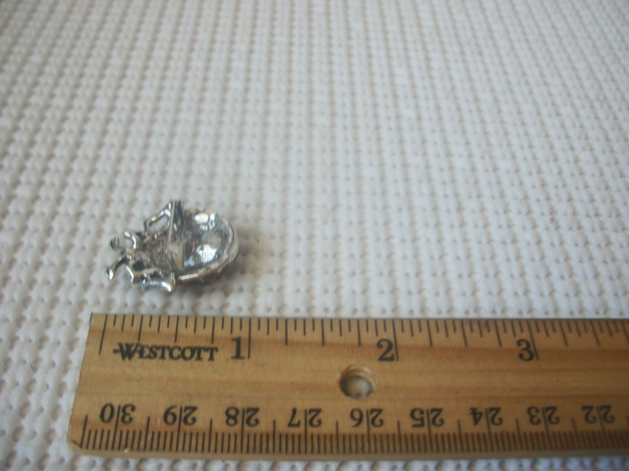 Smaller Vintage Brooch Pin, Ladybug Red Black  Glass Rhinestones, Silver Tone 023021