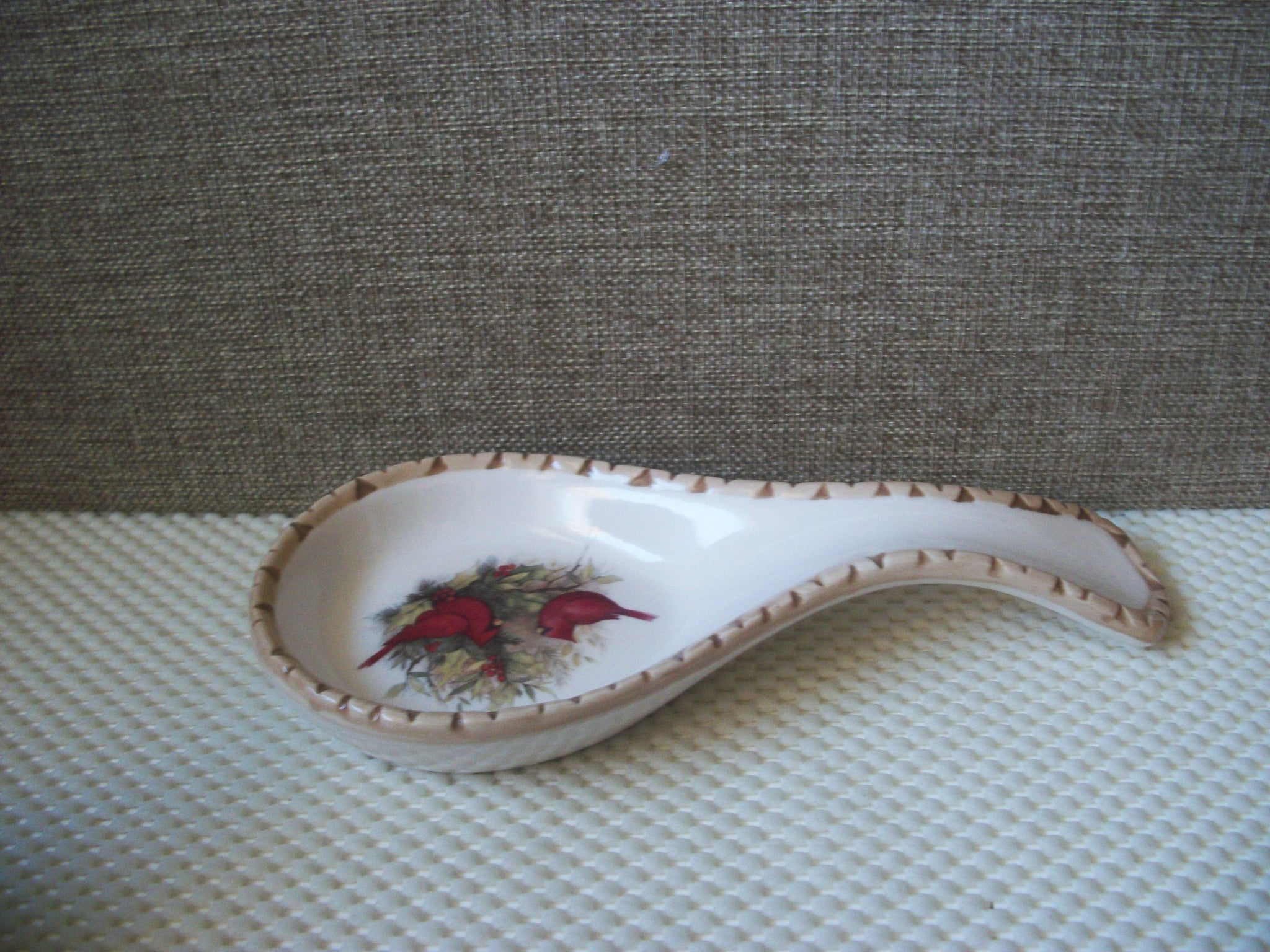 Vintage Signed Cracker Barrel Red Cardinal Spoon Rest