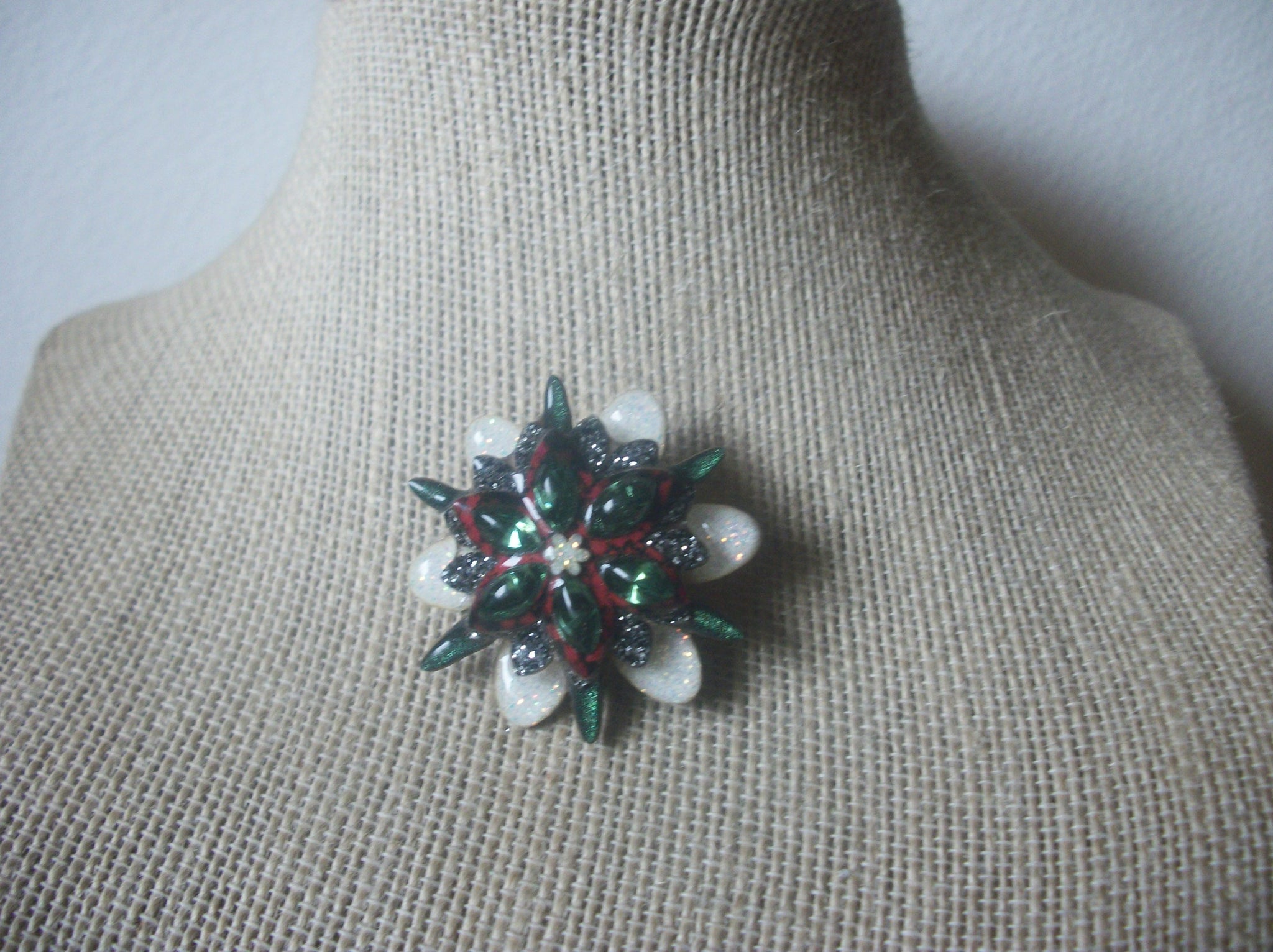 RARE, Vintage Brooch Pin, Designs By Lucinda, Snowflake, Bejeweled Glitter, Rhinestones Lucite, Pins By Lucinda 021321