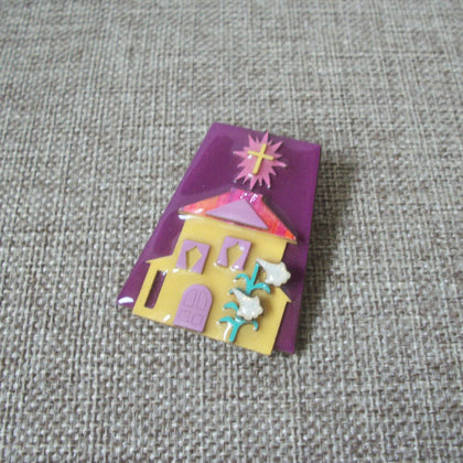 Vintage Lucinda House Pins Christmas Church Cross Lilly Flowers 021321