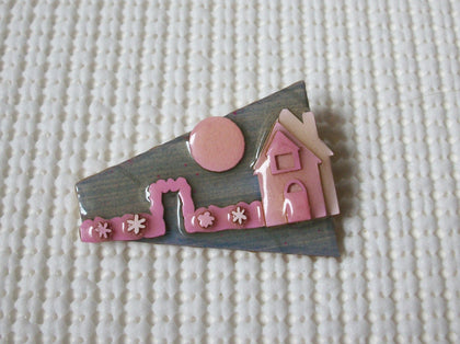 RARE Vintage Lucinda House Pins, Highly Detailed My Home My Serenity And Peace Pink Valentine 021321