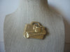 Vintage Jewelry, Distressed Metal, Gold Tone, Stock Broker, Wall street Journal, Brief Case, Money Brooch Pin 51018