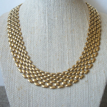 Vintage 16" Signed NAPIER Gold Tone Links Necklace 031521