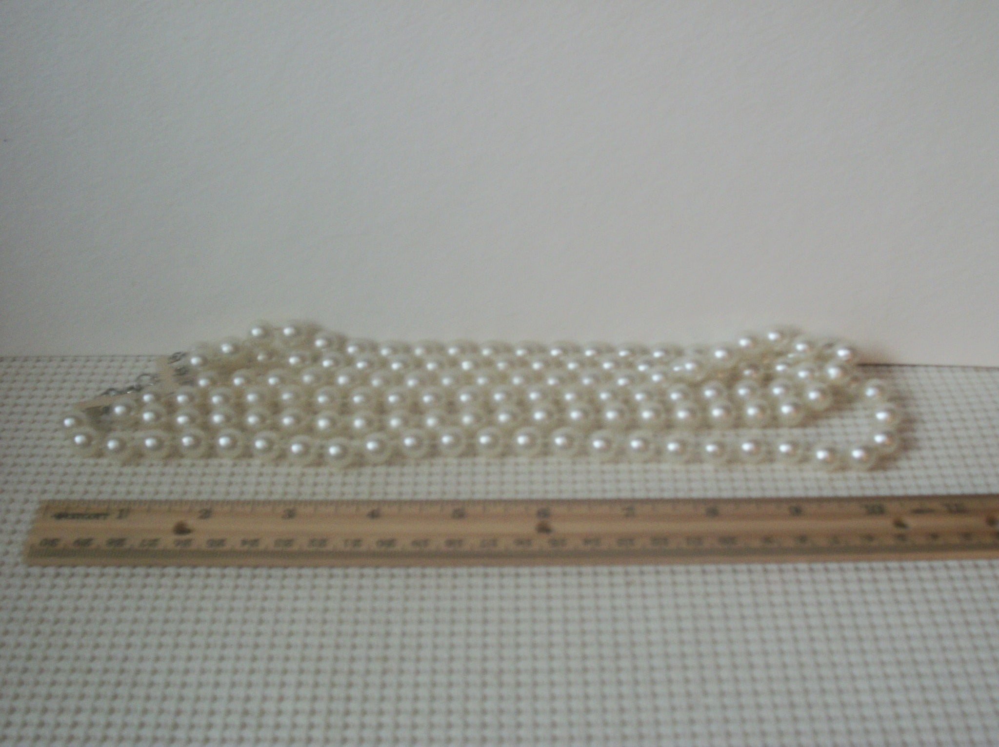 Vintage White Faux Pearls Triple Row Necklace 022721
