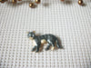 Vintage Brooch Pin, Enameled Cat Gray Black Stripes, 82317 Gold tone