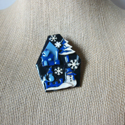 Hard To Find Vintage Lucinda House Pins, Christmas Glitter Snow Cat Snowflakes 61318