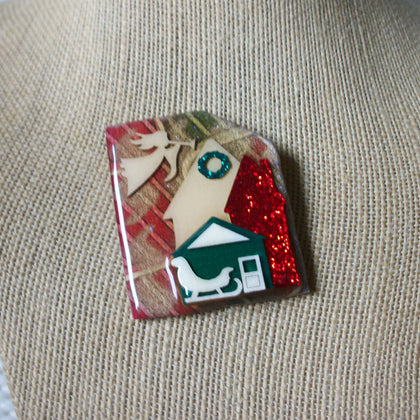 Hard To Find Vintage Lucinda House Pins, Glitter Christmas Angel Trumpet 61318