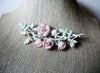 Larger, Vintage Brooch Stick Pin, Porcelain Roses, Pink Flowers, White Metal, Floral, 022021