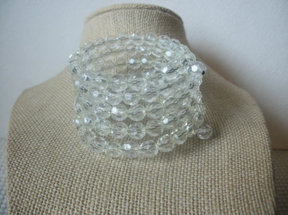 Wide Clear Acrylic, Wrap Around Adjustable Vintage Bracelet 022121