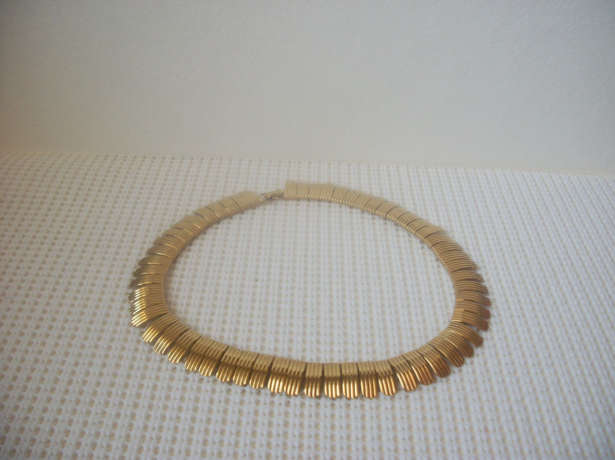 Vintage 13" Choker Necklace, Signed NAPIER Cleopatra Inspired Gold Tone 92017