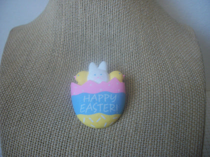 Vintage Brooch Pin, HALLMARK Pastel Egg Bunny Happy Easter 7817