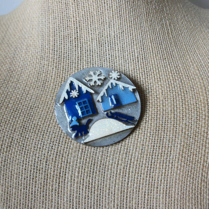 Hard To Find Vintage Lucinda House Pins, Christmas Glitter Snow Cat Snowflakes 61318