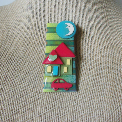 Vintage Lucinda House Pins Our House Love Forever Crescent Moon Heart Car 61318