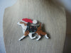 Vintage Brooch Pin Laminated Wood Christmas Dog 8716