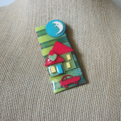 Vintage Lucinda House Pins Our House Love Forever Crescent Moon Heart Car 61318