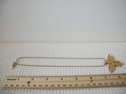 Vintage 15" Necklace Signed Monet Gold Tone Red Enamel Rhinestones Pendant  7817