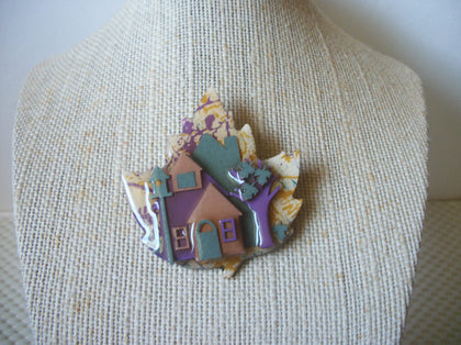 Vintage Lucinda House Pins Maple Leaf Sage Brown Ocre Autumn Leaves Fly Heart