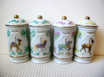Vintage LENOX The Spice, Carousel Fine Porcelain Rosemary, Paprika, Parsley, Oregano