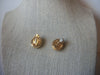 Gold Tone, Signed Swarovski, Dainty Clear and Red Crystals, Clip On Earrings 60218