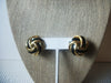 Signed TRIFARI Black Enameled Gold Tone Clip On, Vintage Earrings 022521